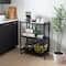 Organize It All Black 3-Tier Foldable Metal Rack with Wheels